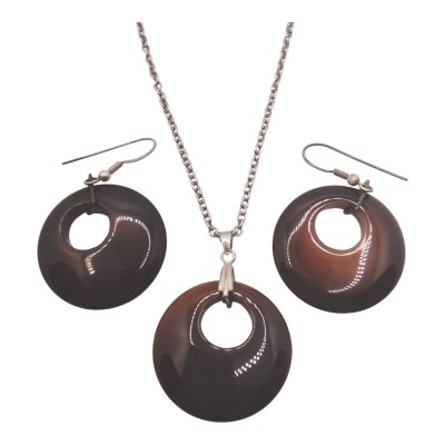 Conjunto de ágata miel carniola todo plata