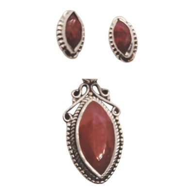 Conjunto de Rubí todo plata