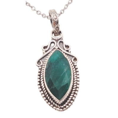Colgante piedra esmeralda verde de plata