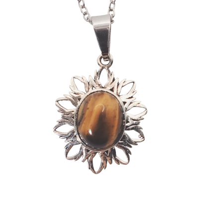 Colgante ojo de tigre plata