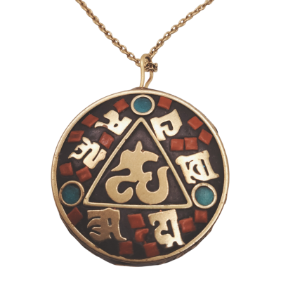 Colgante Tibetano con Om de Latón cadena de acero