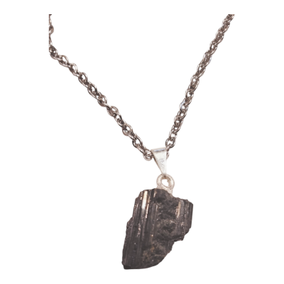 Turmalina negra en plata con cadena de acero