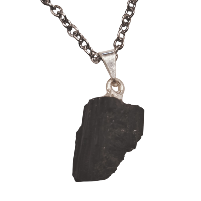 Turmalina negra con cadena de acero