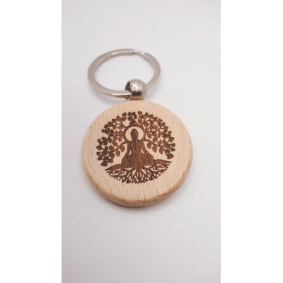 Llaveros de madera temática de yoga